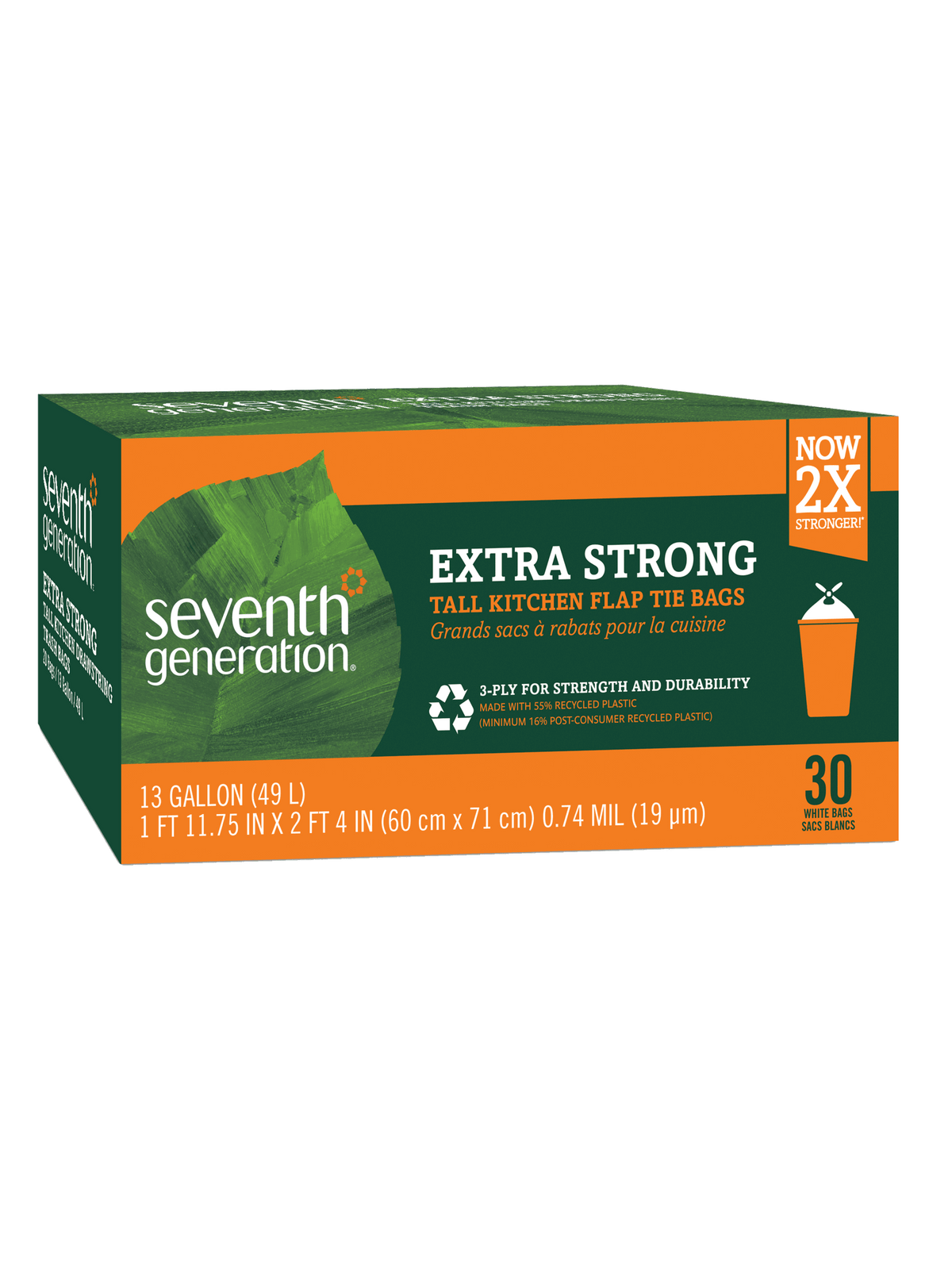Extra Strong Tall Kitchen Flap Tie Trash Bags - 13 gallon